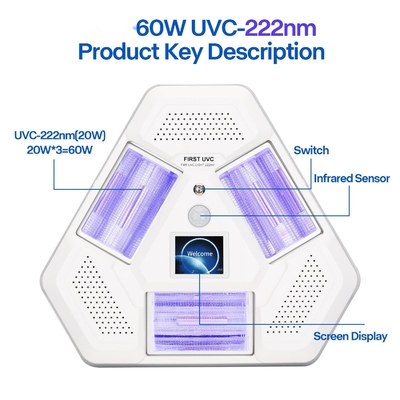 Lâmpada excimer 60 W UVC com acabamento 222 nm com suporte de triângulo Remova o controlador